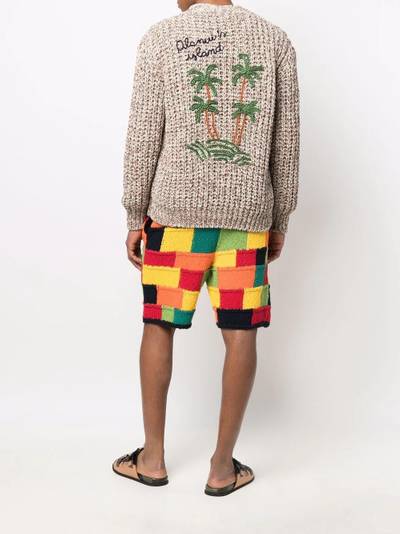 Alanui letter-patch knitted cardigan outlook