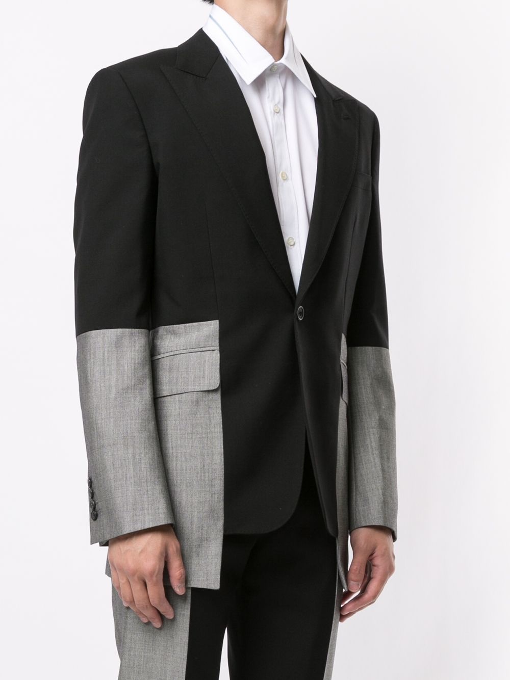 two-tone single-breasted suit jacket - 3