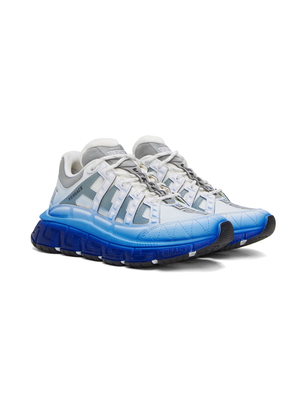 White & Blue Trigreca Sneakers - 4