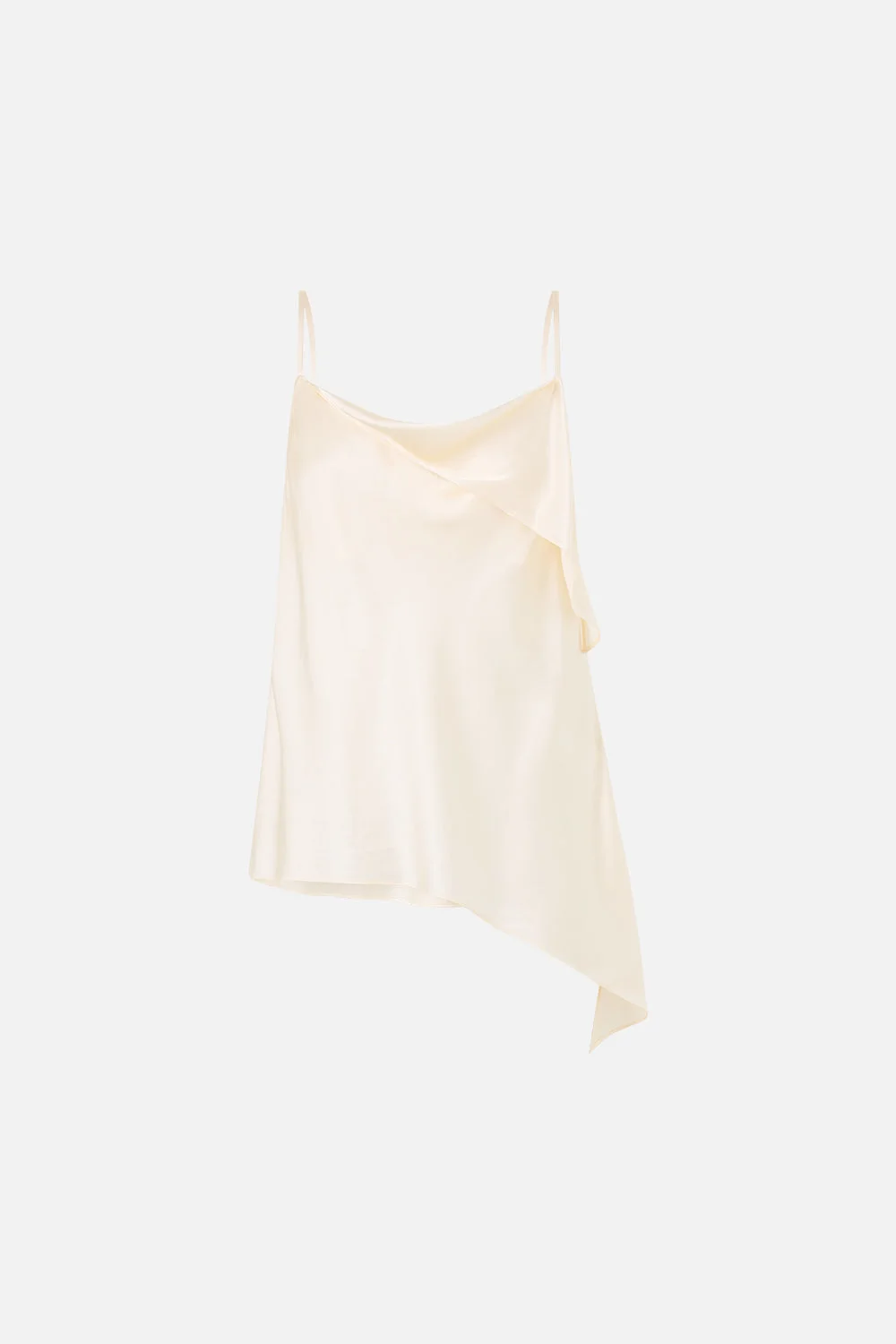 ASYMMETRIC DRAPED TOP SILK ESSENTIALS - 1