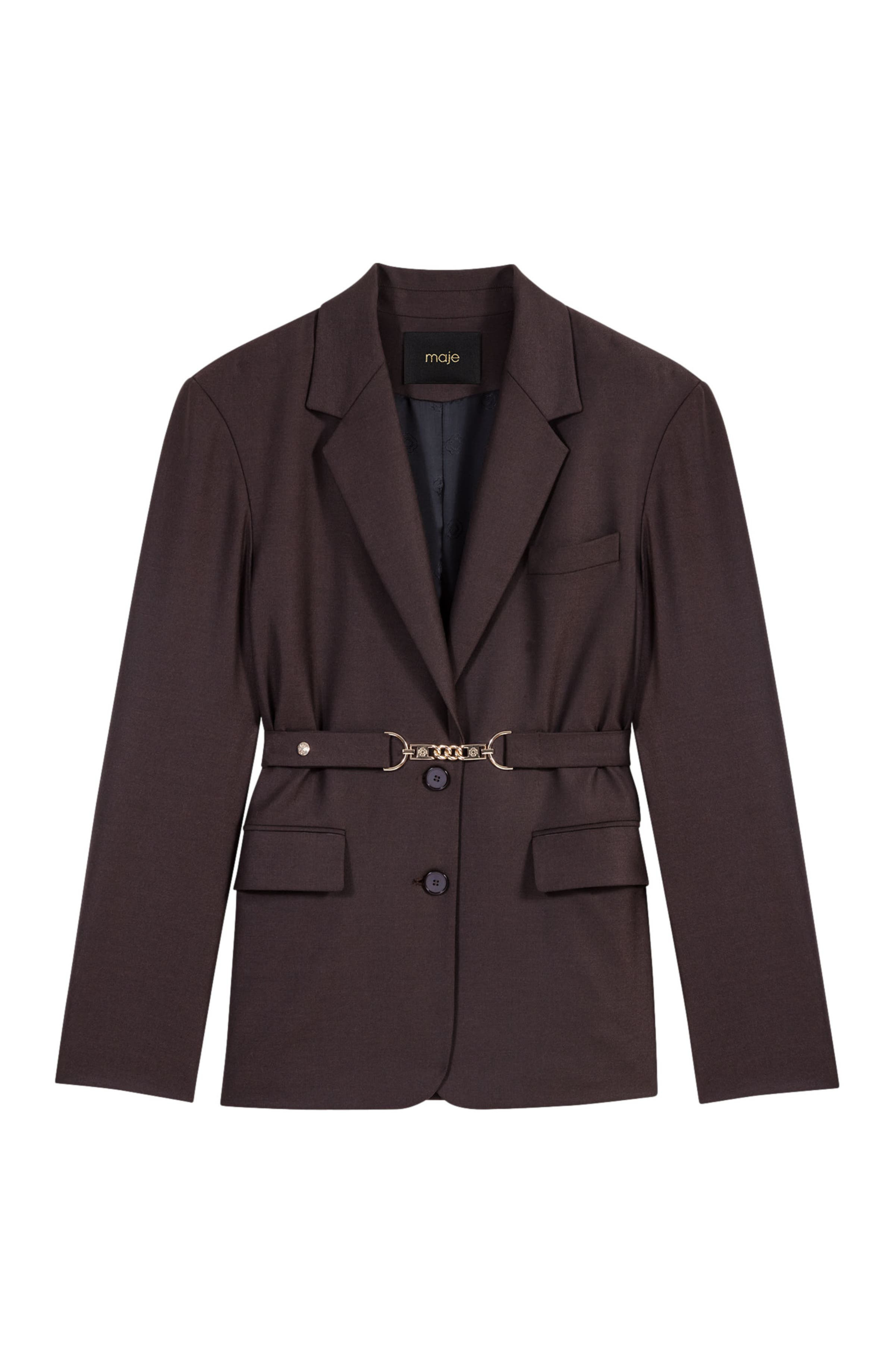 maje Belted suit jacket in Brown at Nordstrom - 9