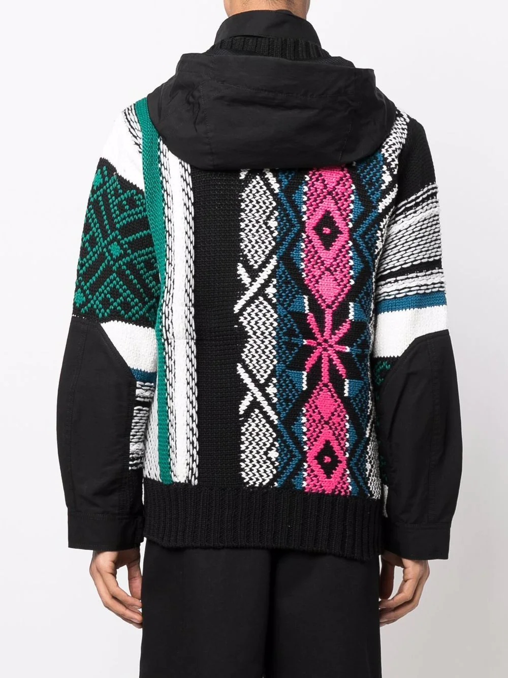 geometric-jacquard hooded jacket - 4