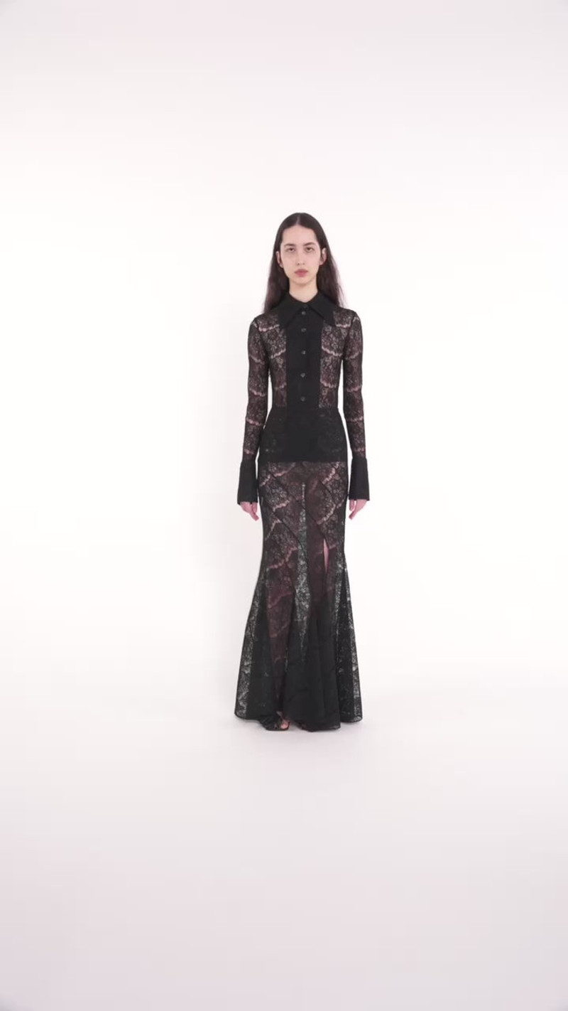 LACE TWISTED MAXI SKIRT BLACK 7