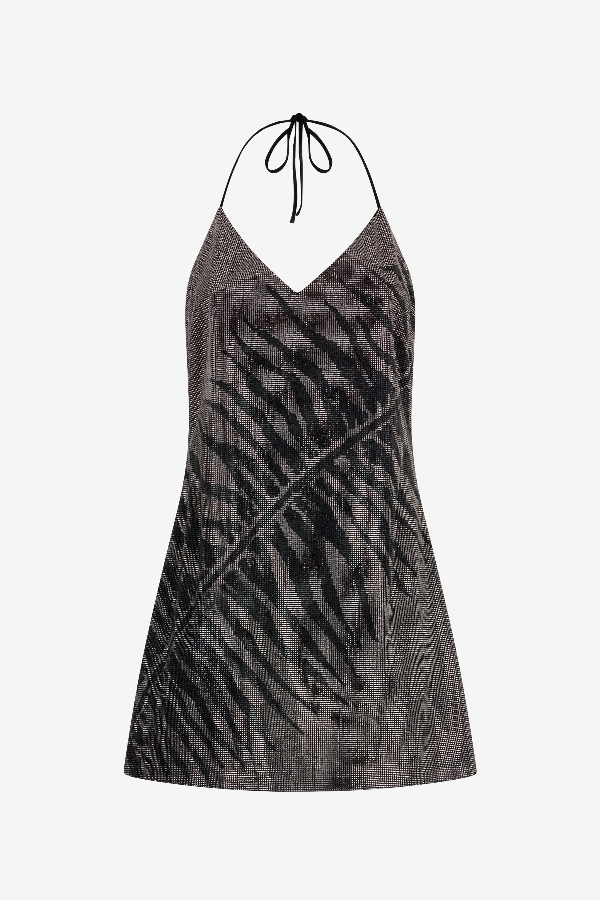 Mini Dress With White Tigress Print - 1