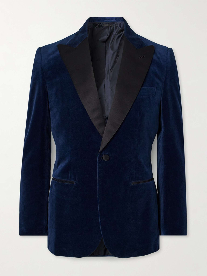 Satin-Trimmed Cotton-Velvet Tuxedo Jacket - 1