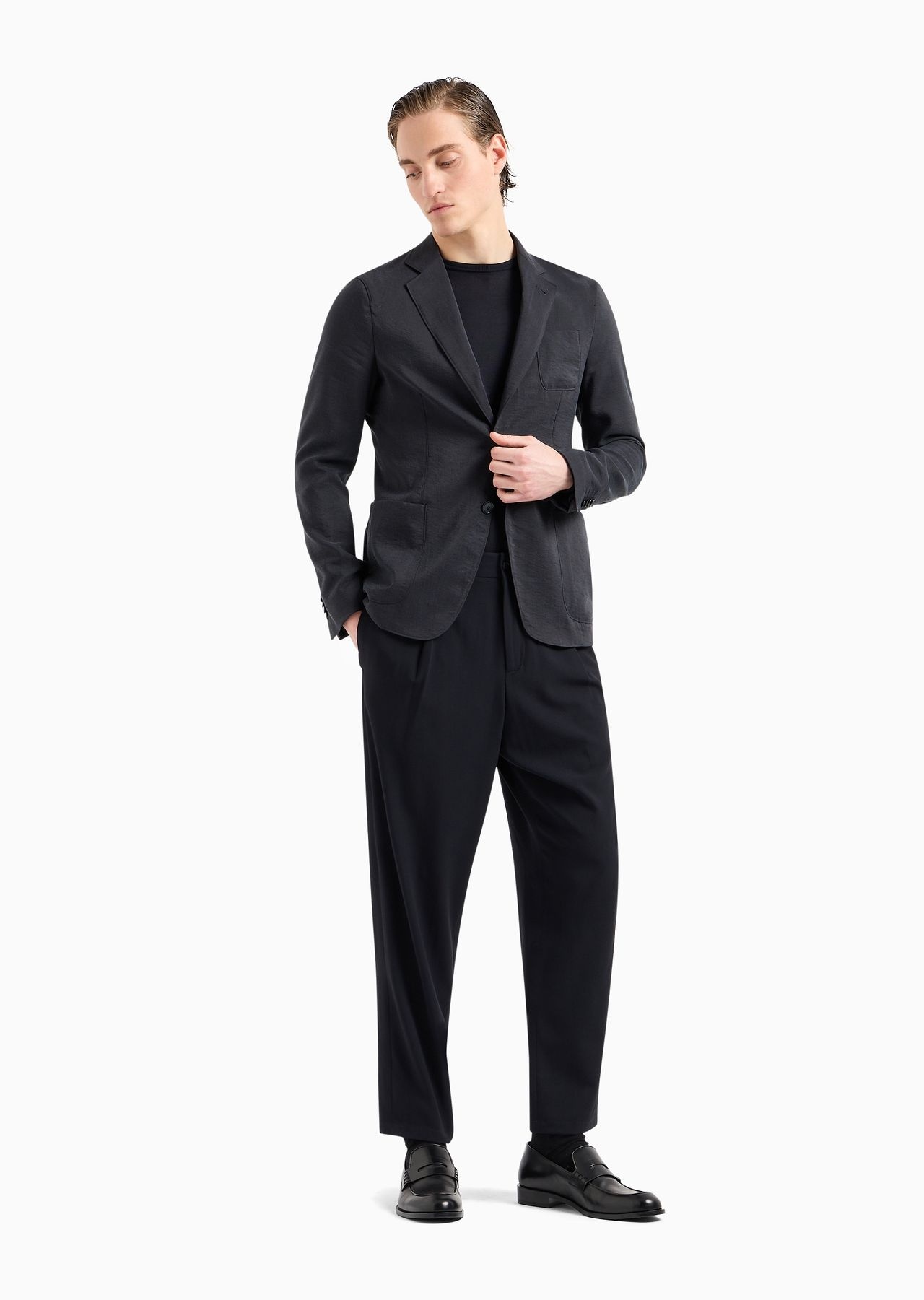 GIORGIO ARMANI Upton Line single-breasted jacket in a silk