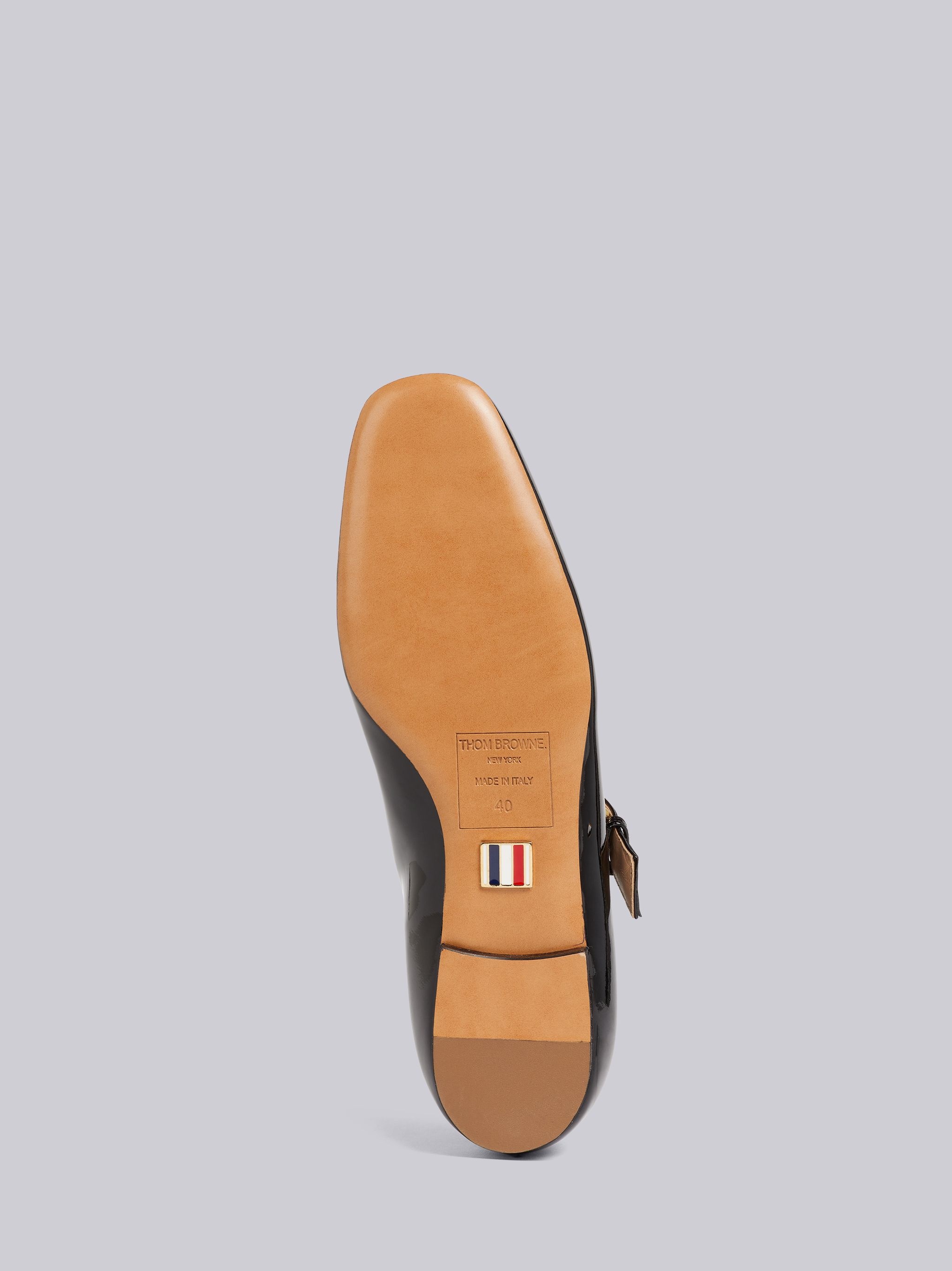 Black Soft Patent Calfskin T-bar Mary Jane Flat - 5