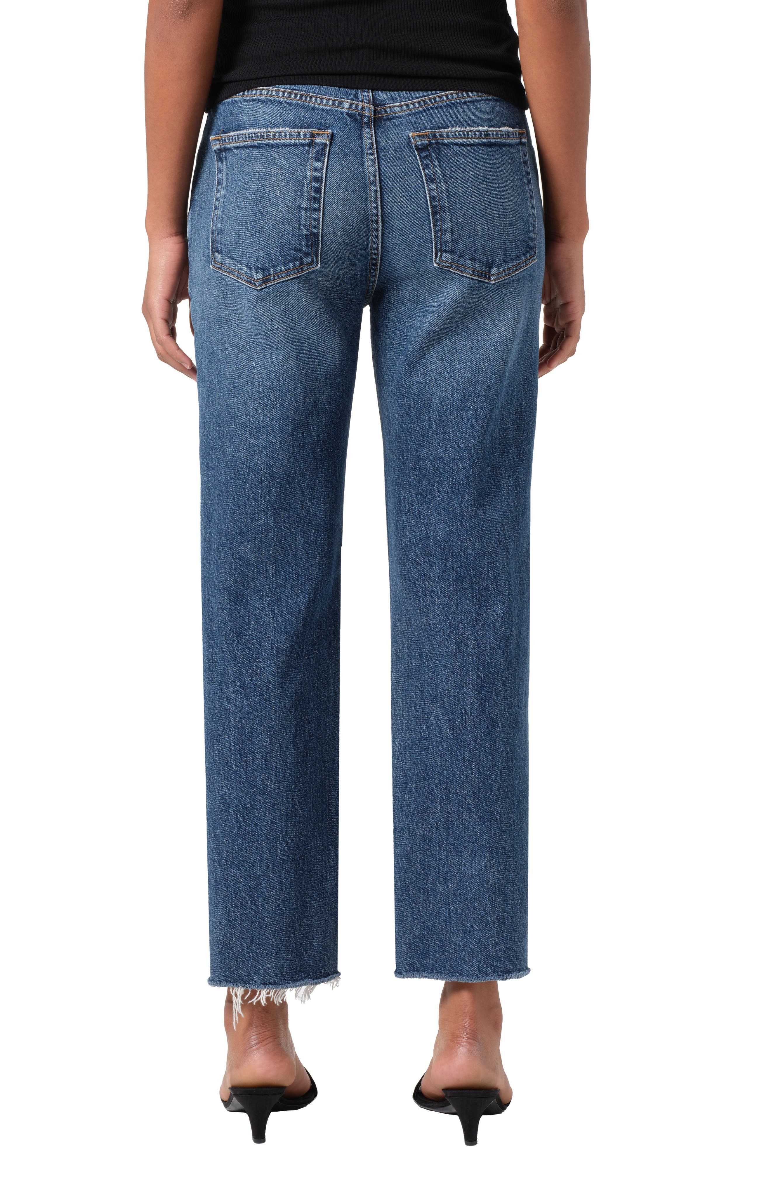 AGOLDE Valen Frayed Mid Rise Ankle Straight Leg Jeans in Solace at Nordstrom - 2