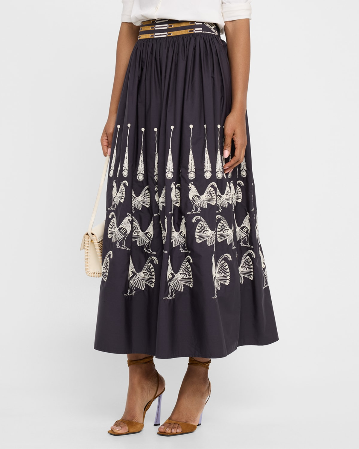 Ombretta Embroidered A-Line Maxi Skirt - 4