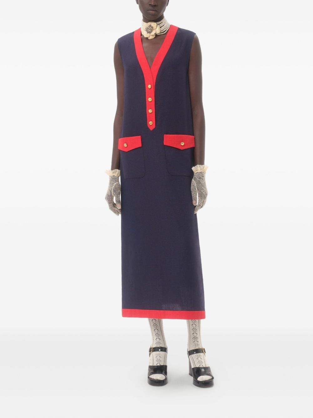 VISCOSE LINEN MIDI DRESS - 2