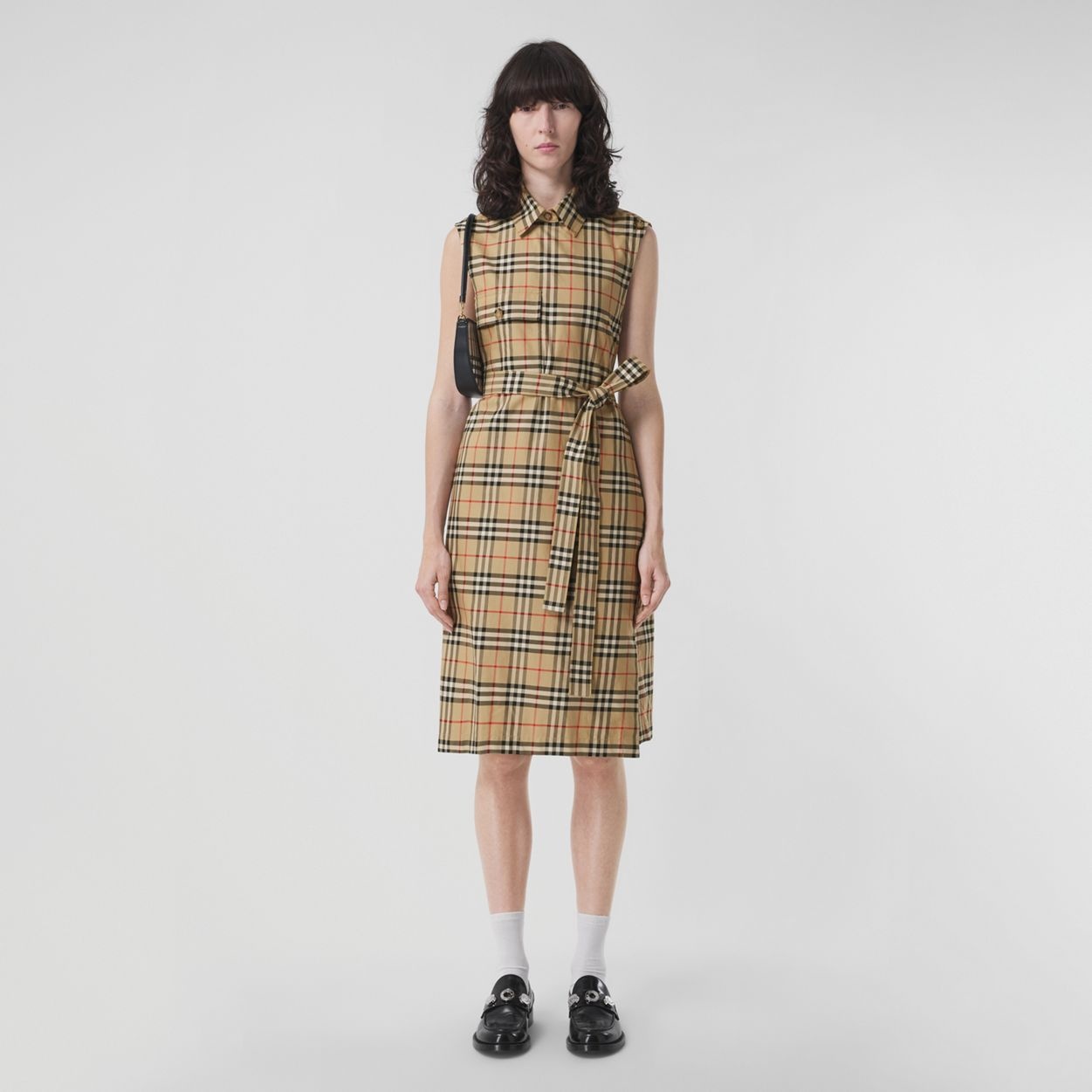 Vintage Check Sleeveless Cotton Shirt Dress - 2