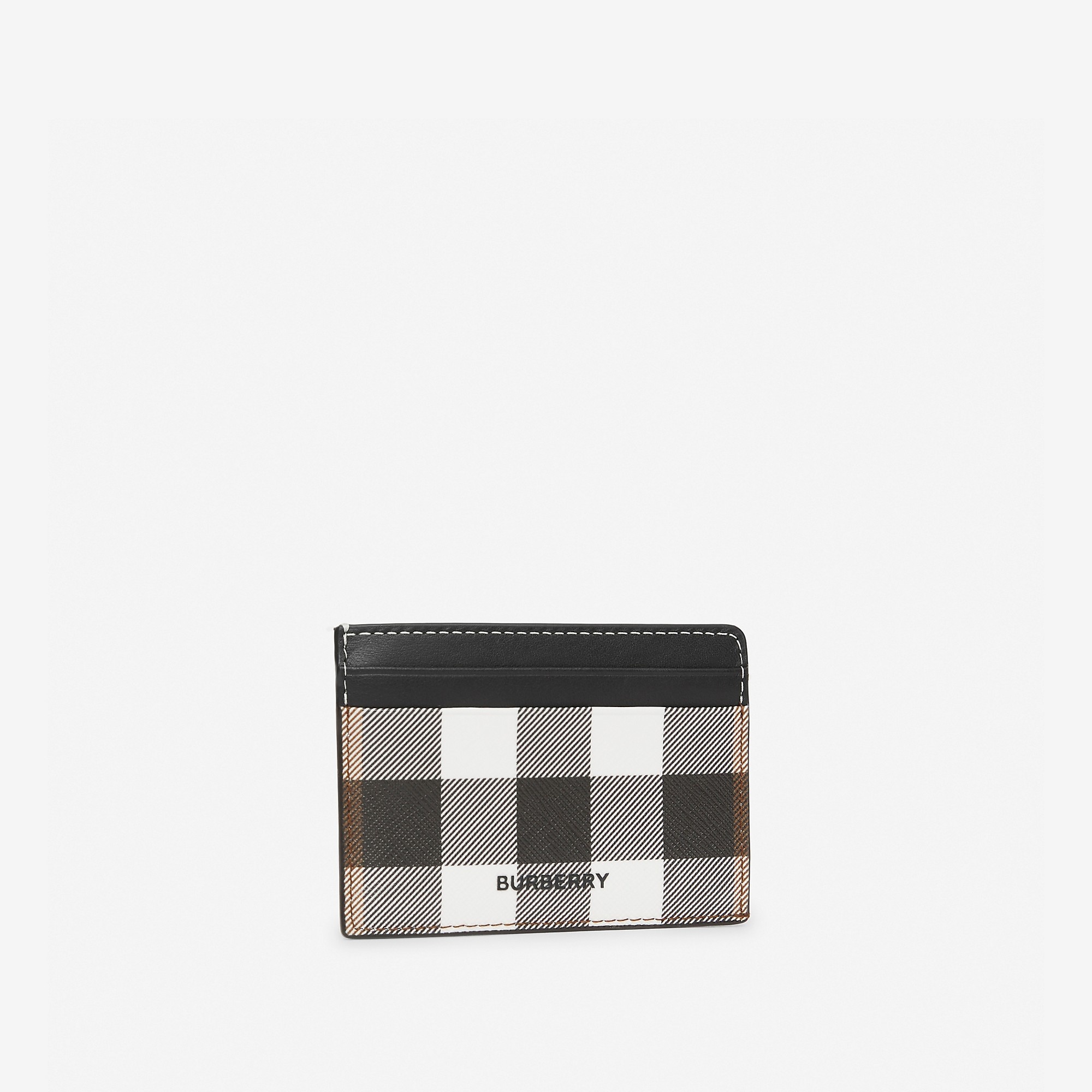 Check Print and Leather Card Case - 4