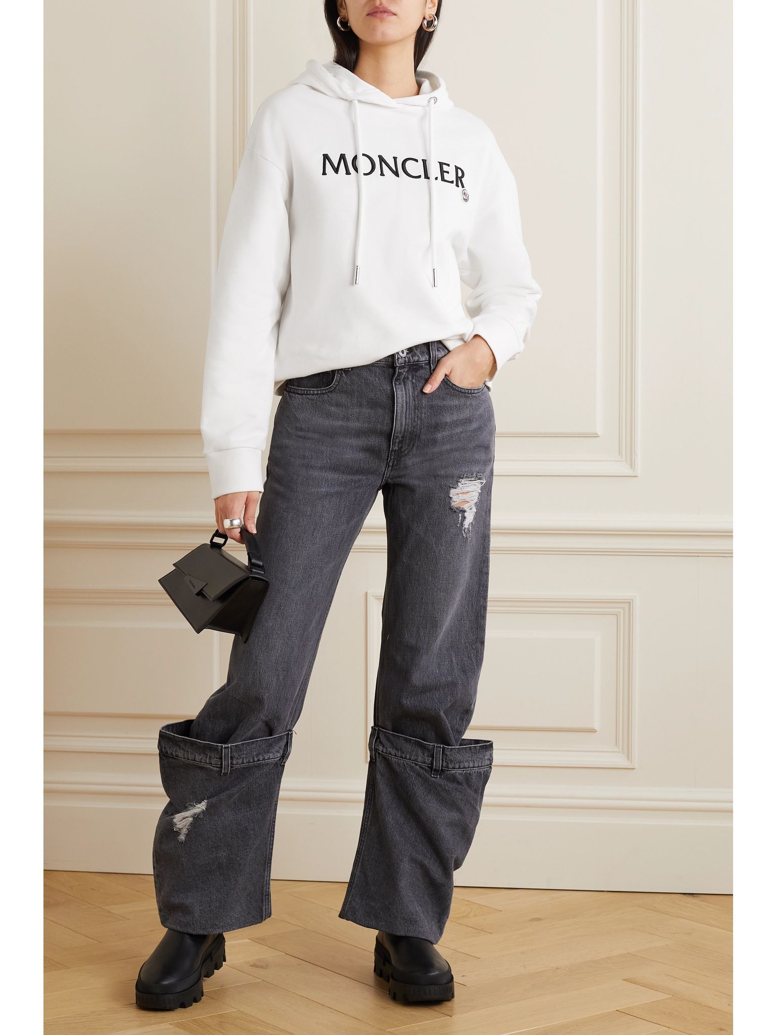 Appliquéd cotton-jersey hoodie White - 2