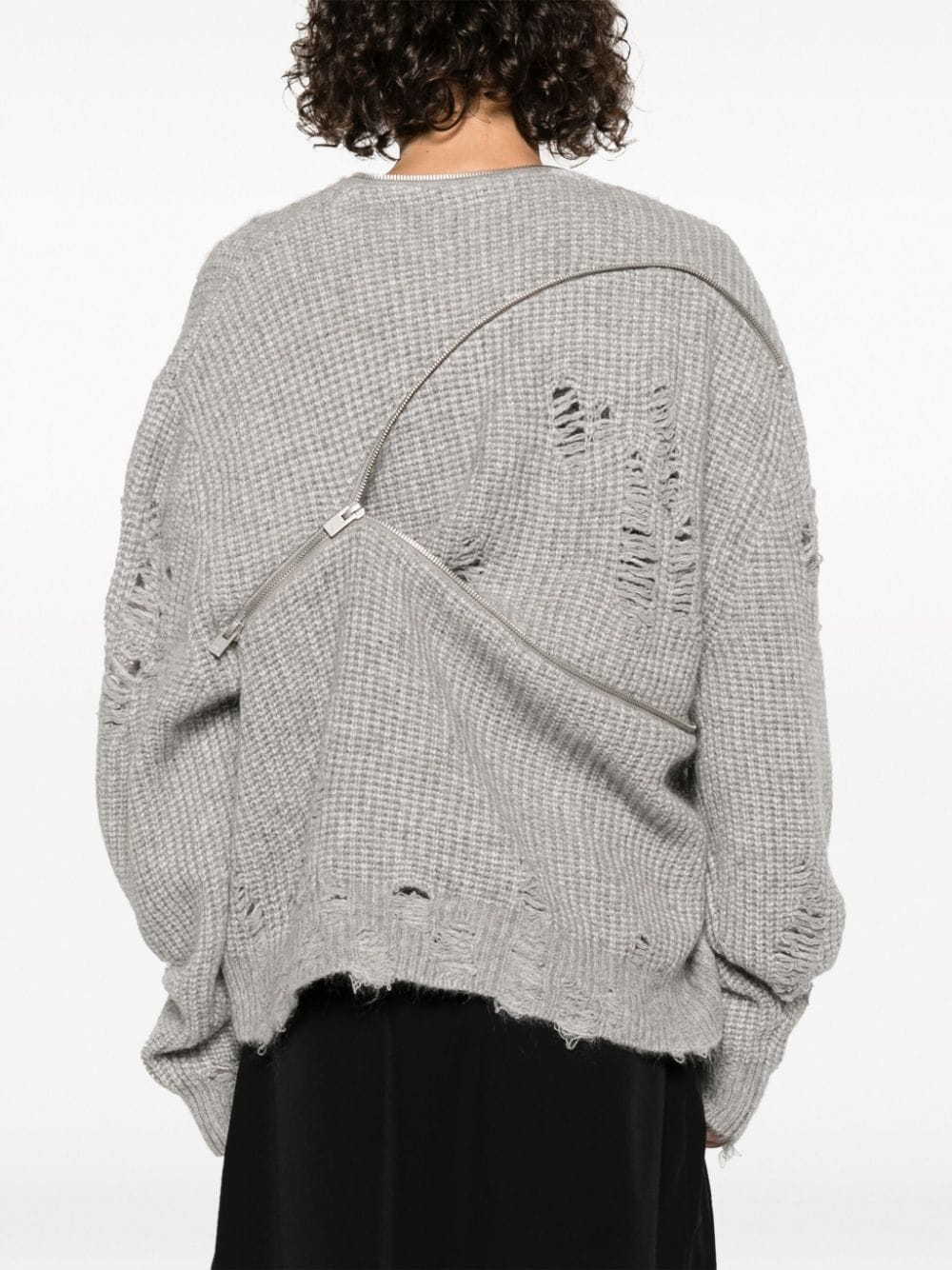 decorative zip-detail distressed jumper - 4