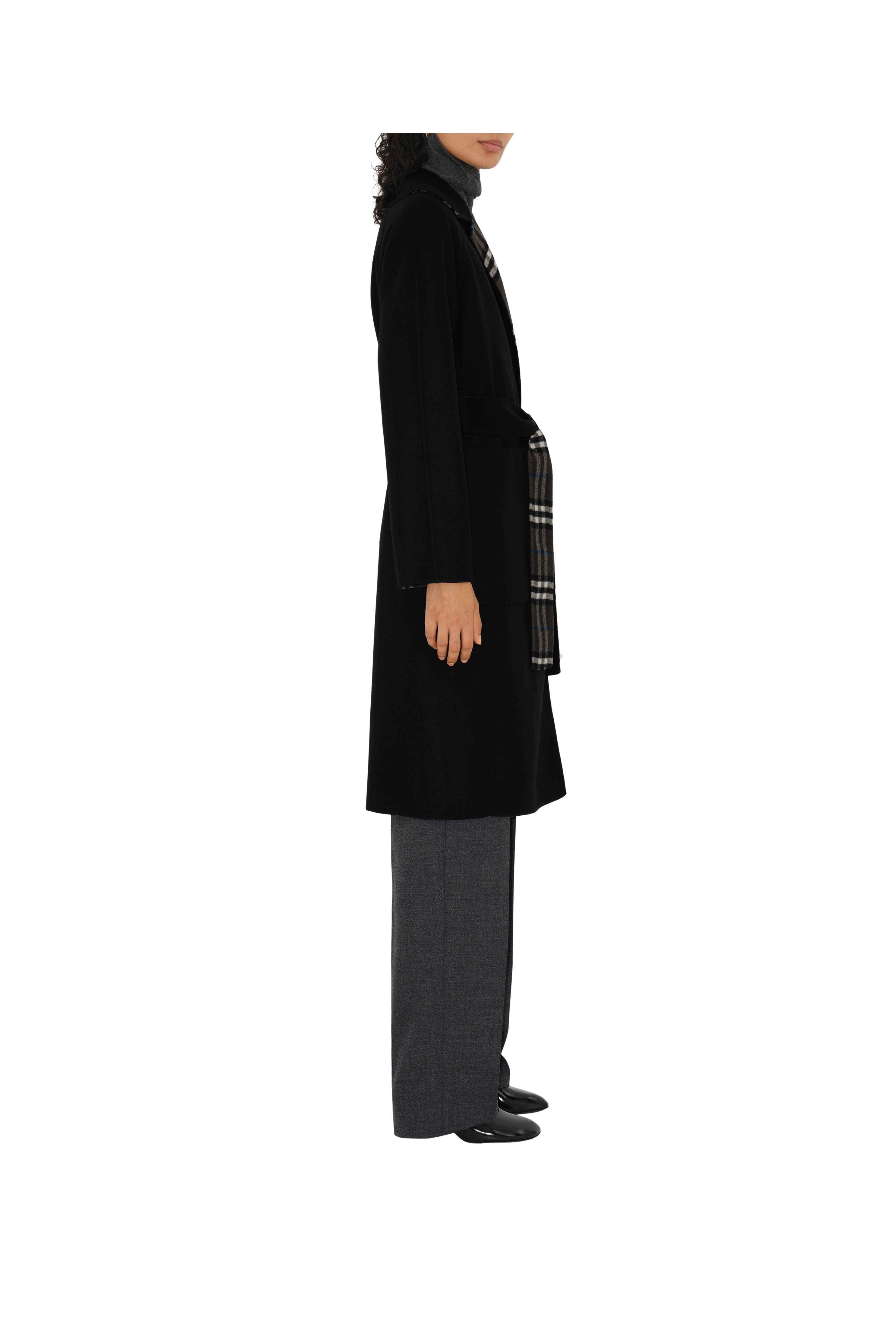 burberry Long Reversible Check Wool Car Coat in Black at Nordstrom - 4