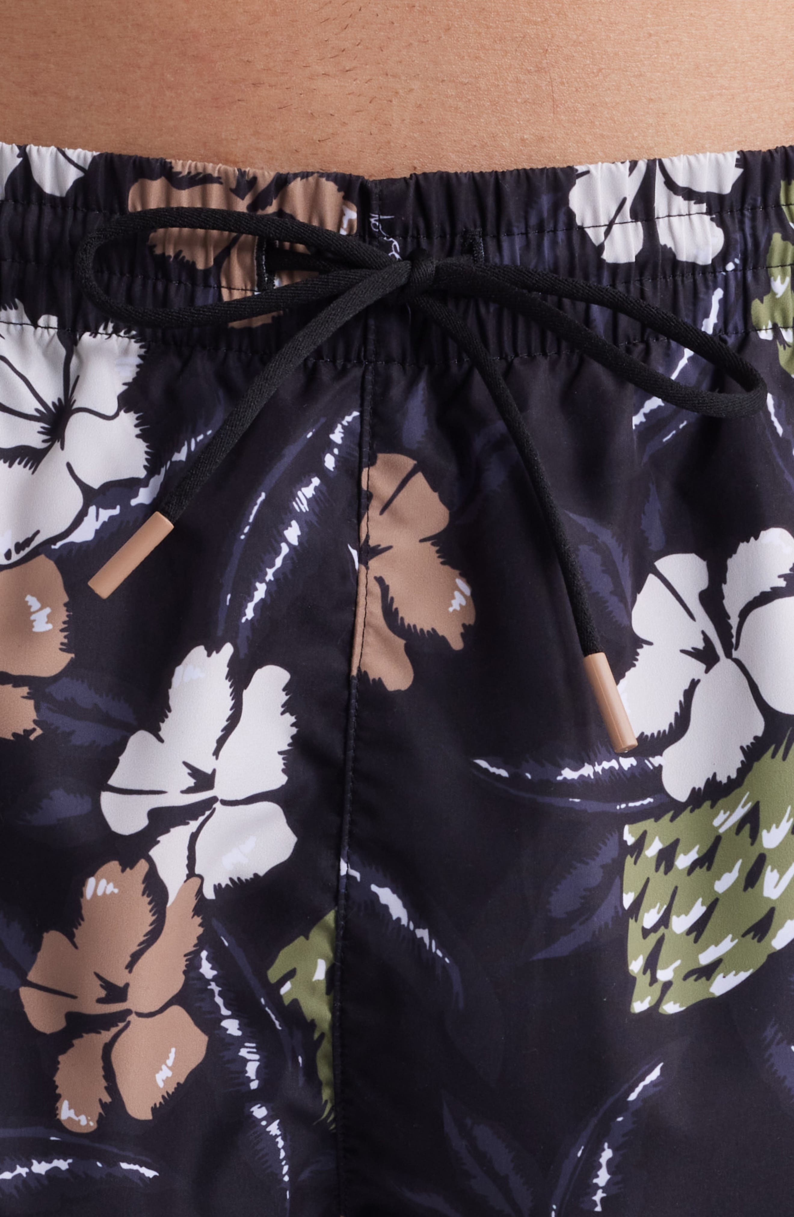 BOSS Piranha Floral Swim Trunks in Black at Nordstrom - 4
