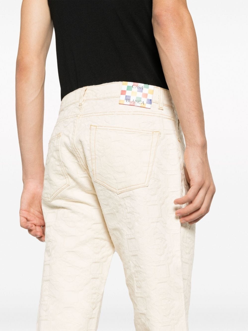 monogram-jacquard straight-leg jeans - 5