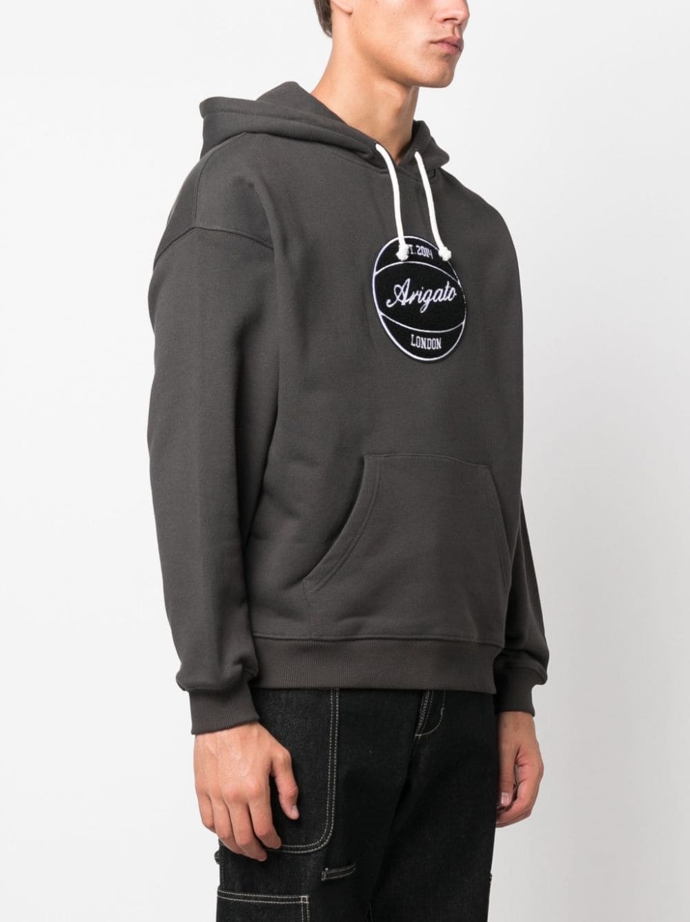 logo patch drawstring hoodie - 3