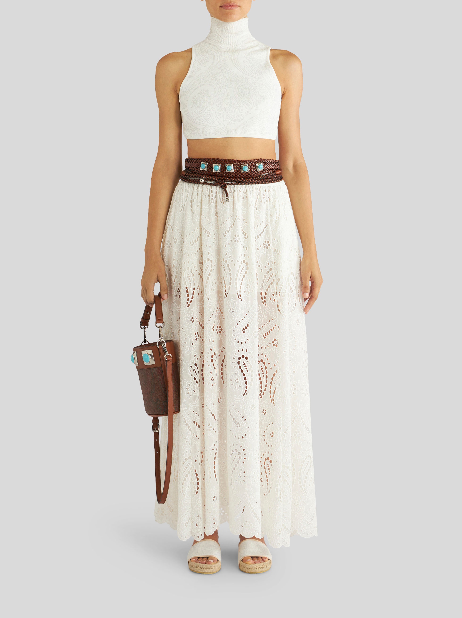SANGALLO COTTON AND SILK SKIRT - 4