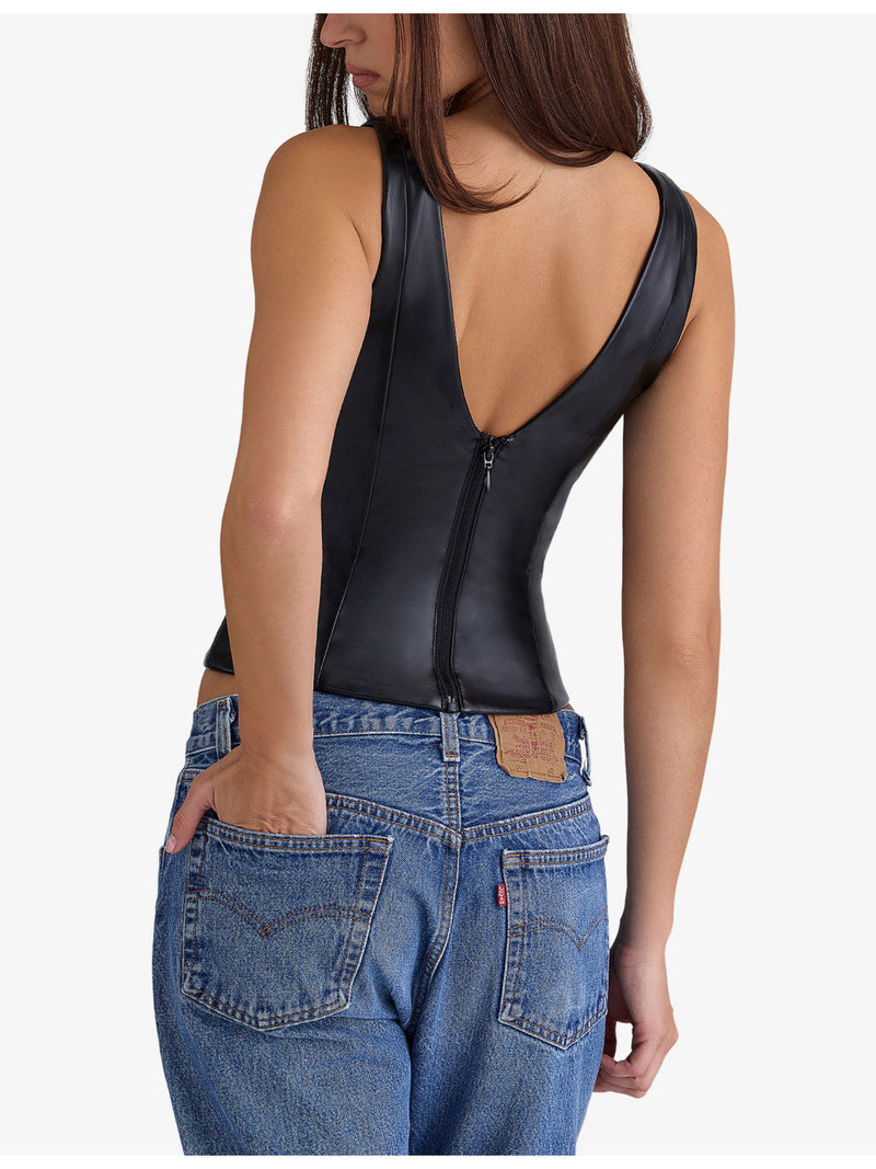 Catalina V-Neck Vegan-Leather Top 4