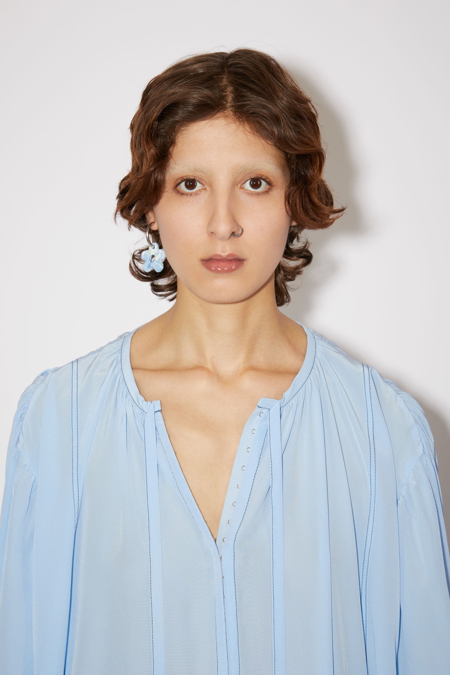 Crepe de chine dress - Sky blue - 6