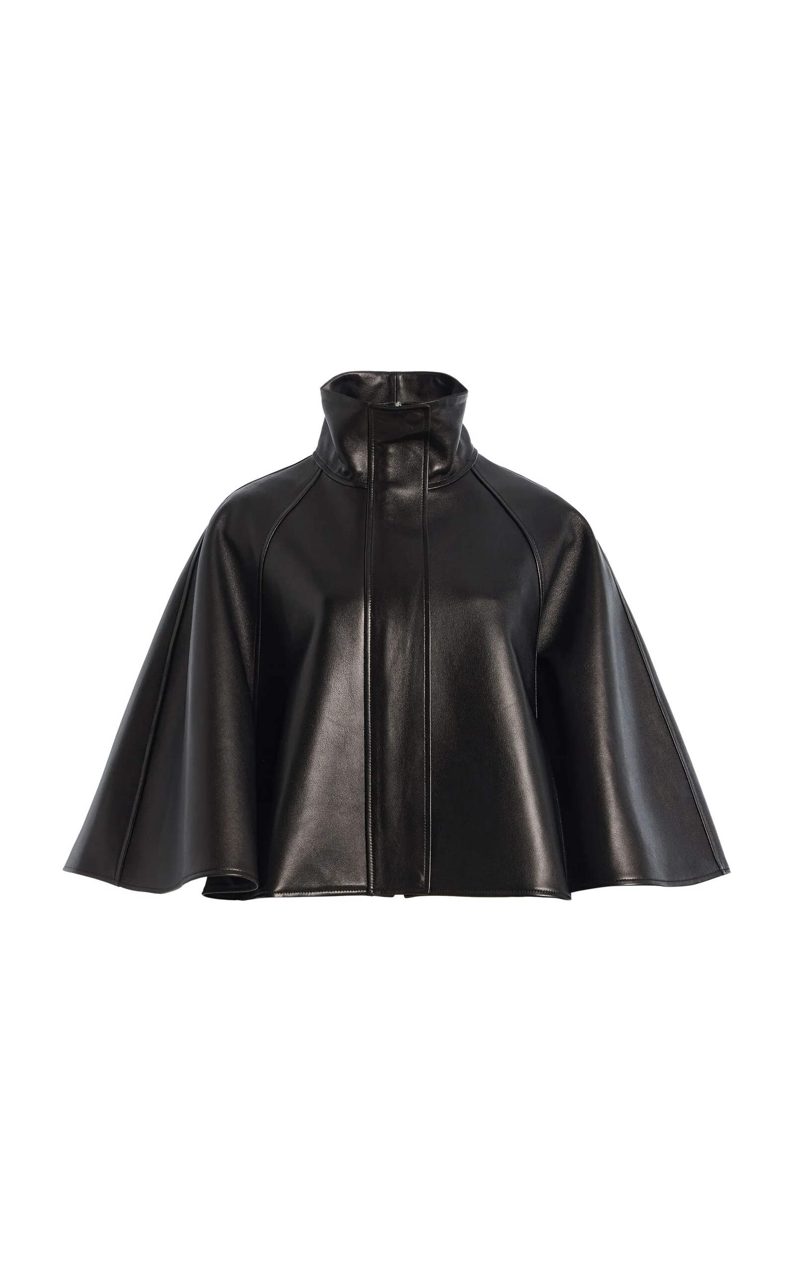 Orvik Leather Cape Jacket black - 1