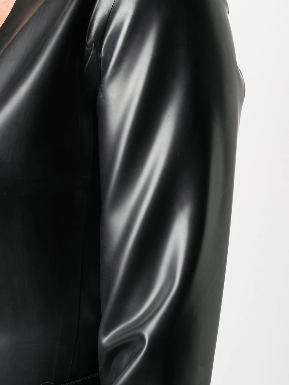 deep V-neck latex bodysuit - 5