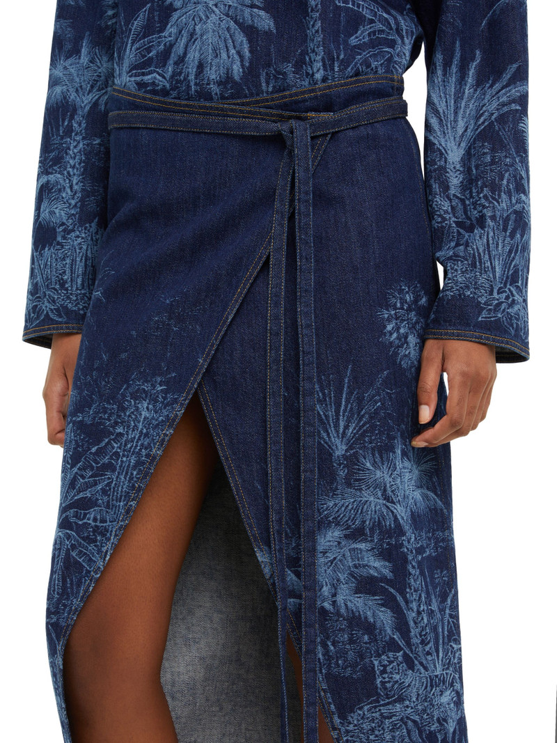 Jungle Toile De Jouy Denim Sarong Skirt 7