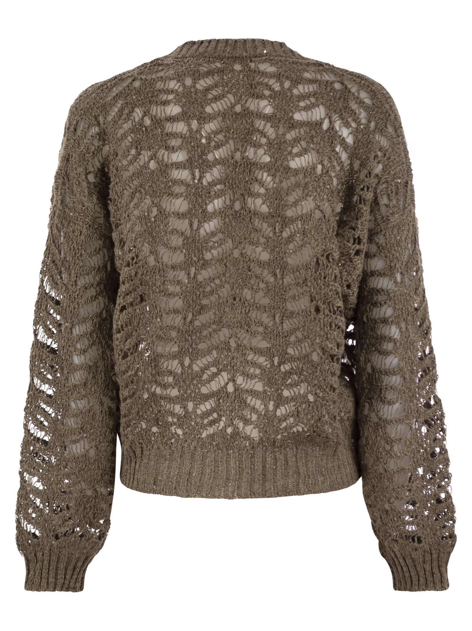 Brunello Cucinelli Women Foliage Lace Cardigan In Linen And Silk Diamante - 2