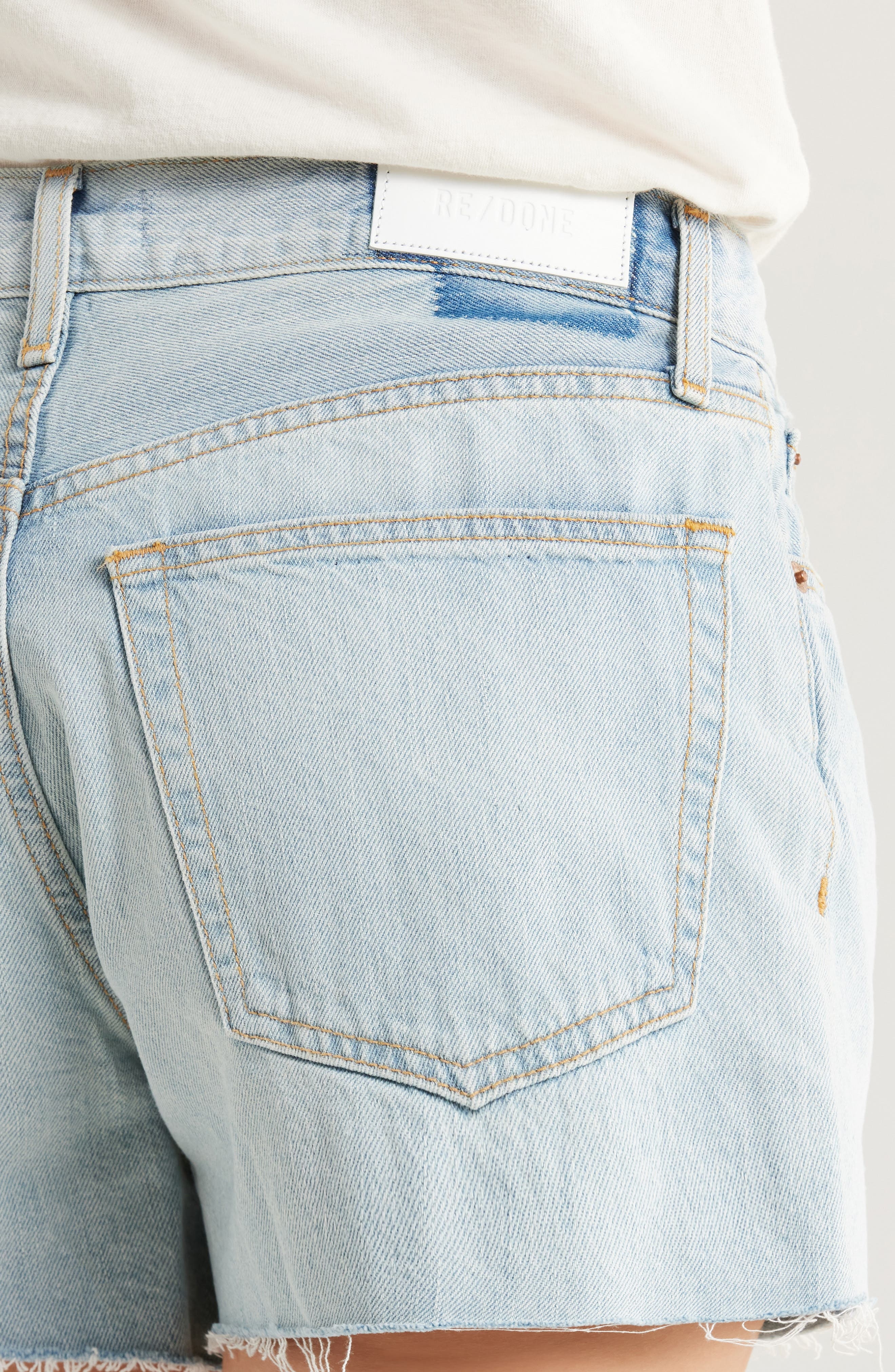 Re/Done The Easy Rider High Waist Cutoff Denim Shorts in Cielito at Nordstrom - 4