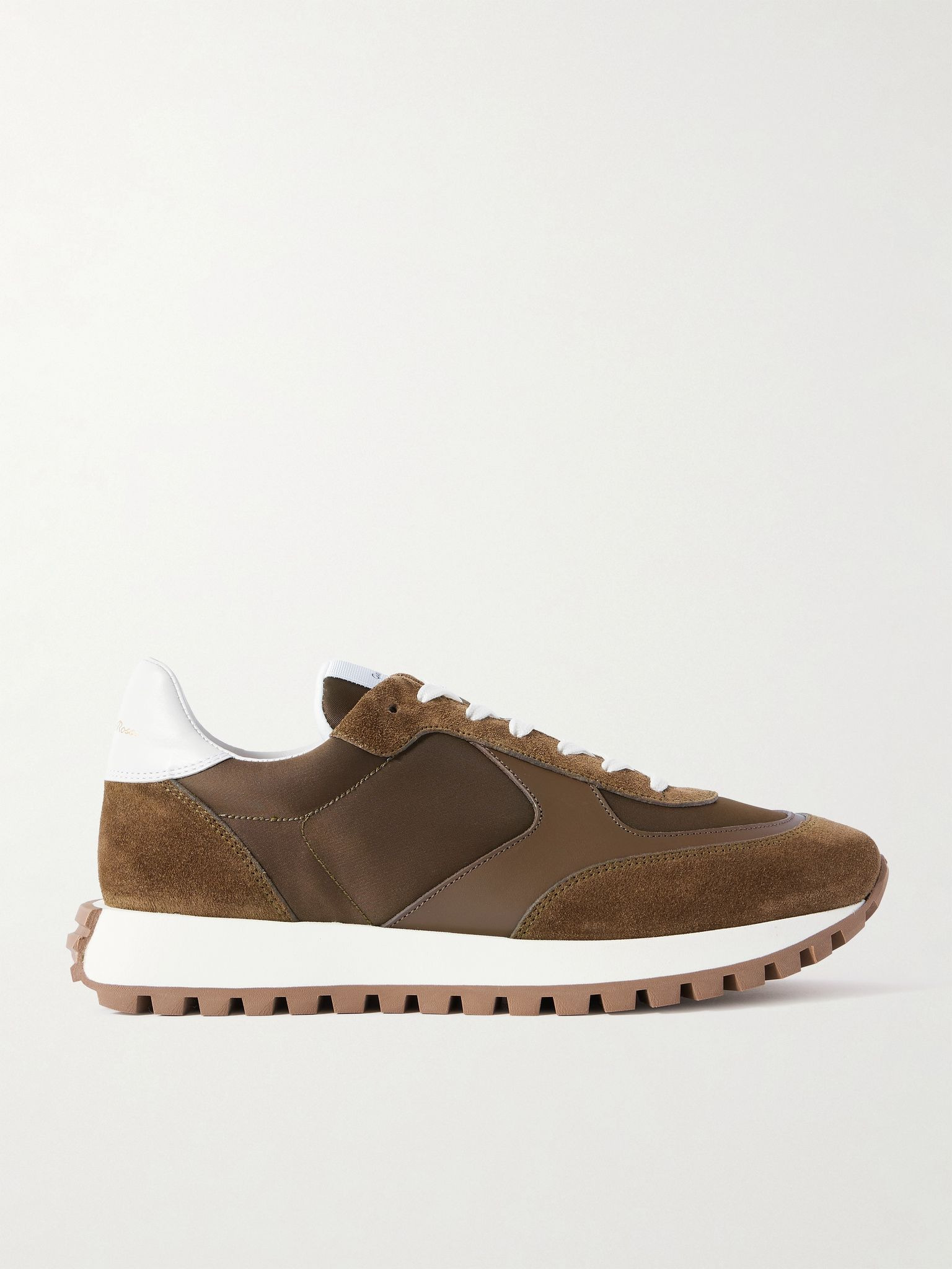 Gravel suede, leather and shell sneakers Brown - 1