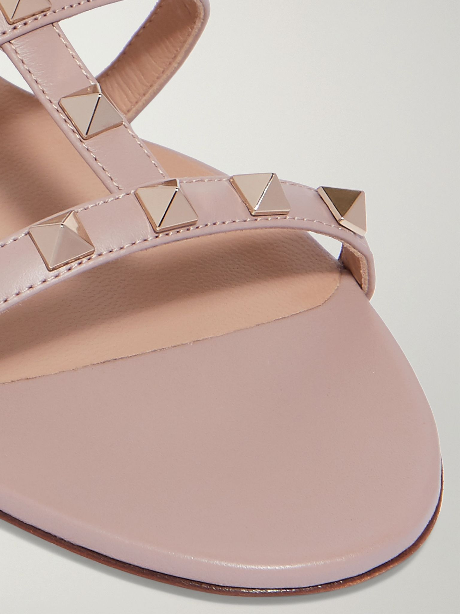 Rockstud leather sandals Blush - 4