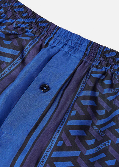 VERSACE Greca Signature Print Silk Pajama Shorts outlook