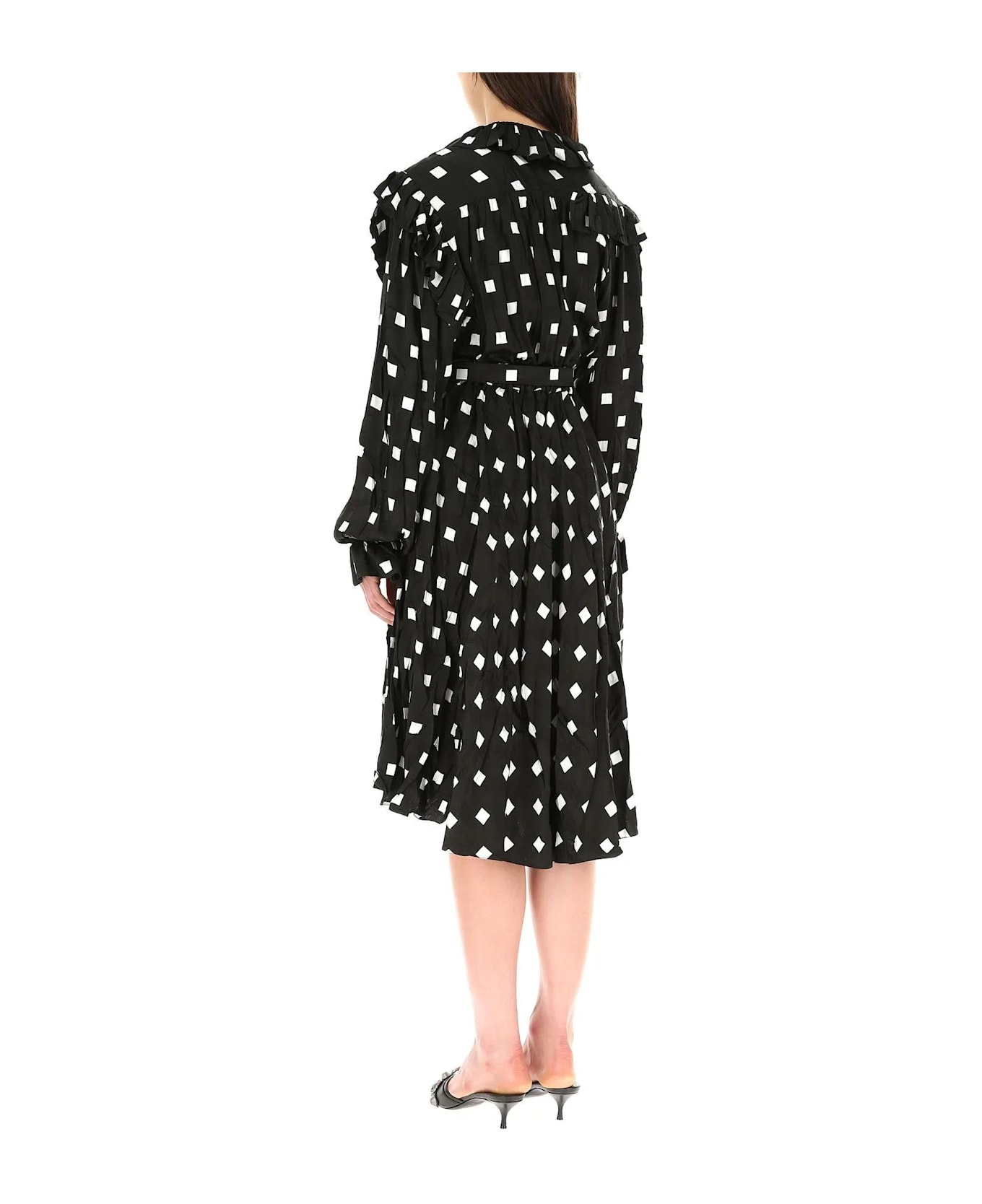 Embroidered Satin Dress - 5