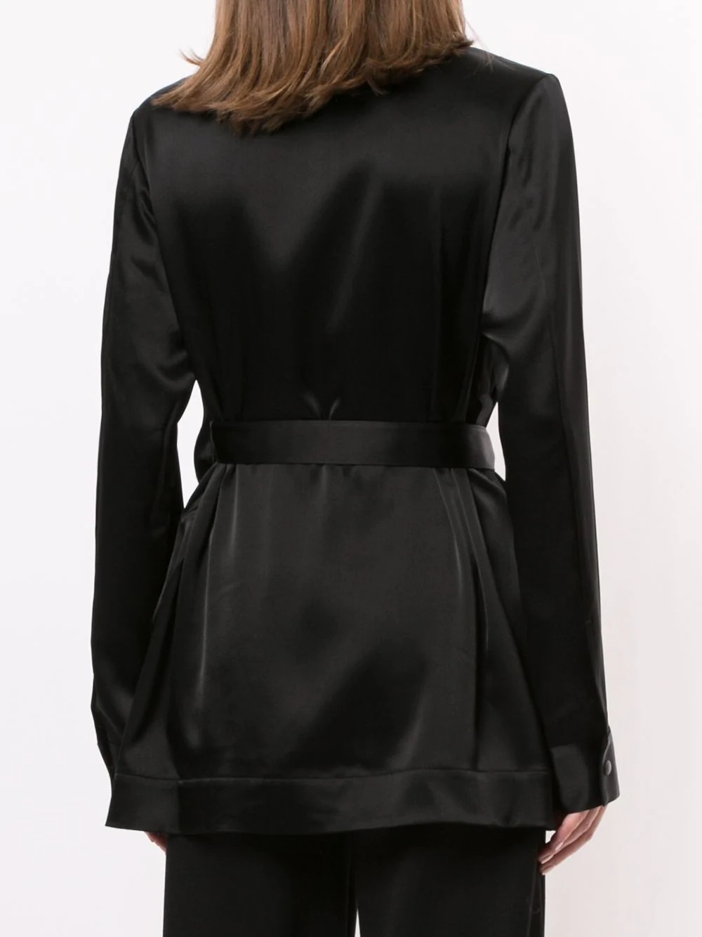 asymmetric belted satin shirt - 4