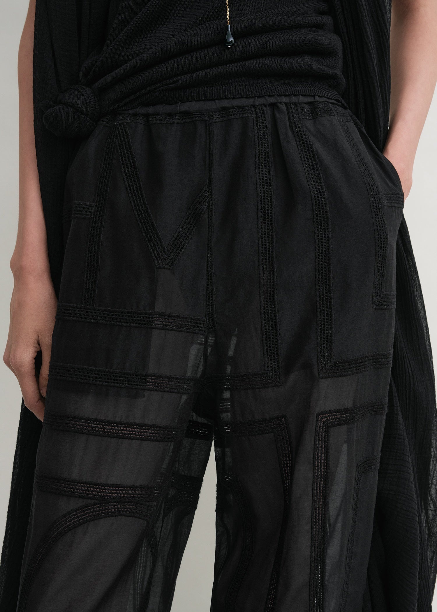 Monogram crochet pj bottoms black - 6