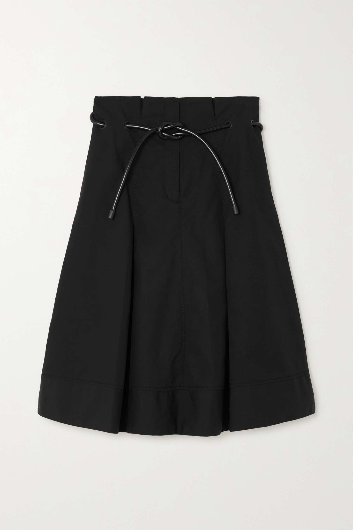 Origami belted pleated cotton-poplin midi skirt - 1