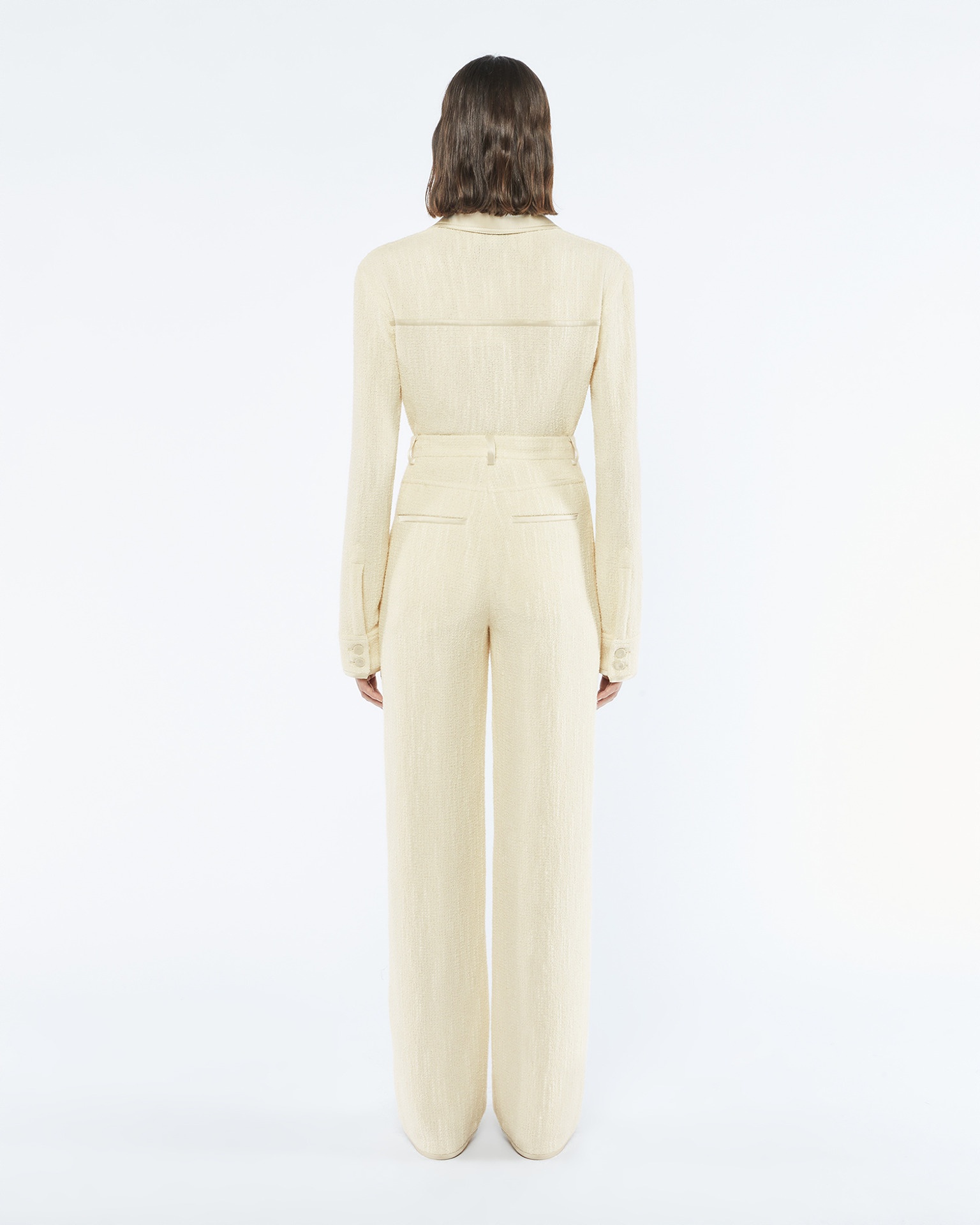 ALYNA - Textured bouclé tweed pants - Creme - 5