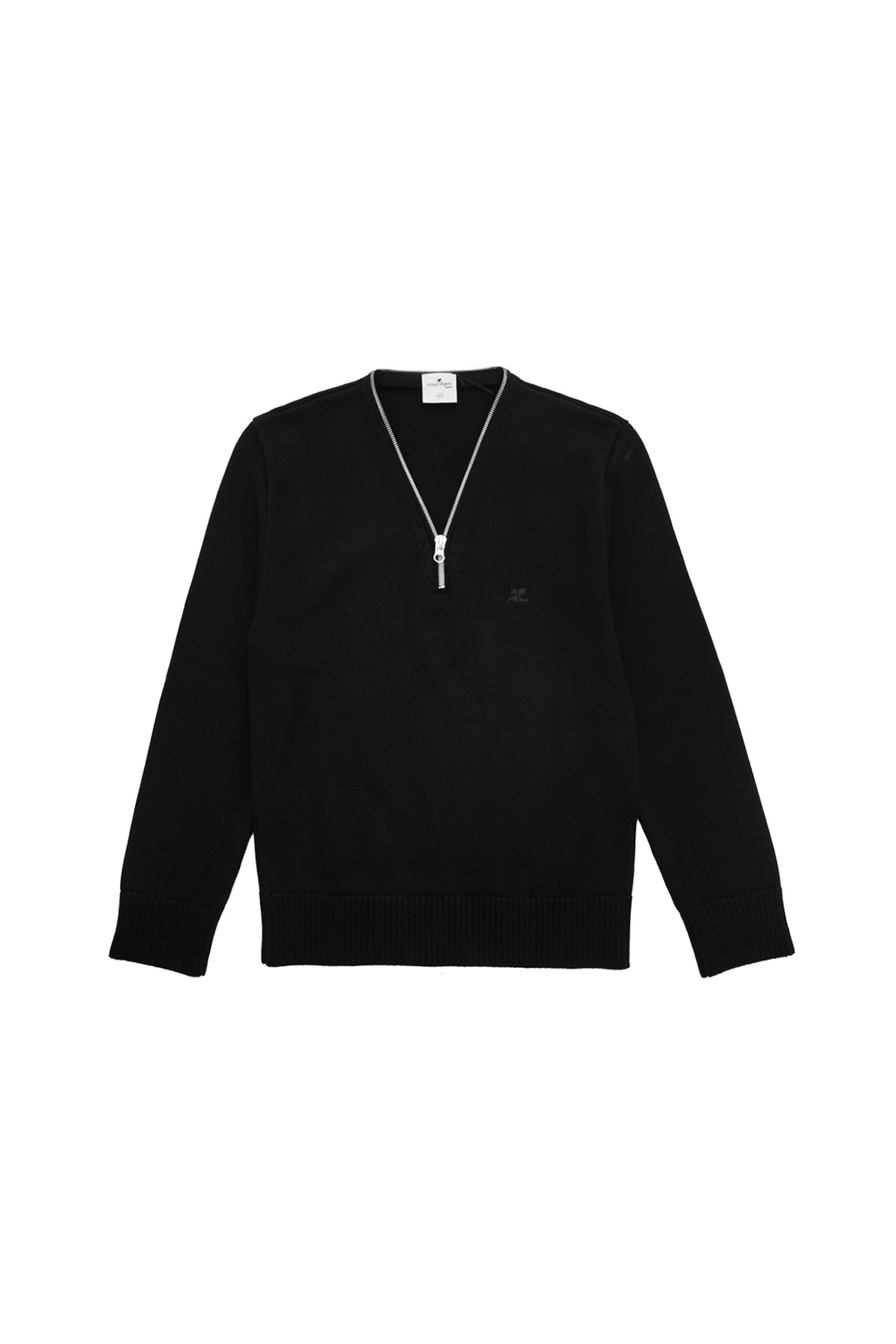 Courreges Zipped Wool Sweater Black - 1