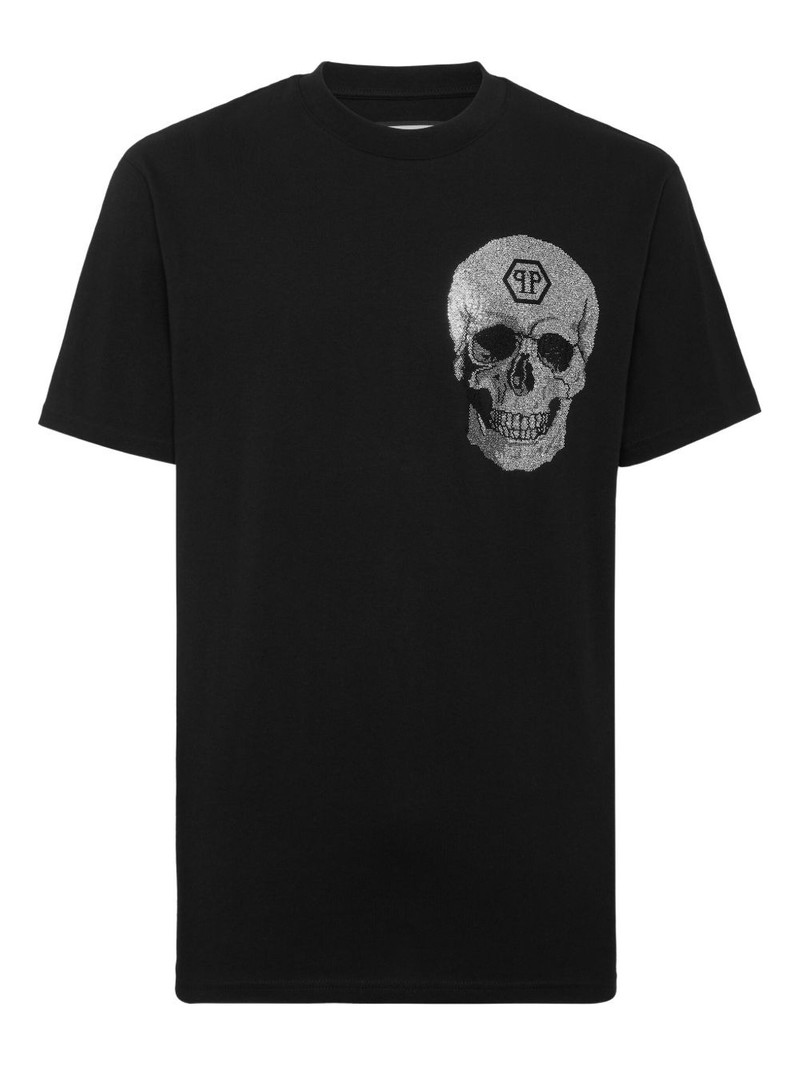 crystal-embellish cotton T-shirt 1
