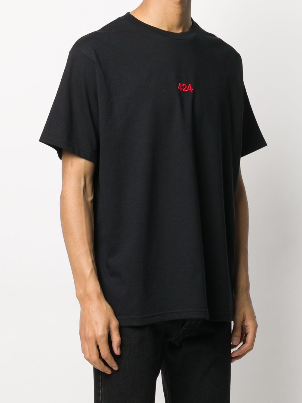 logo-embroidered short-sleeved T-shirt - 3