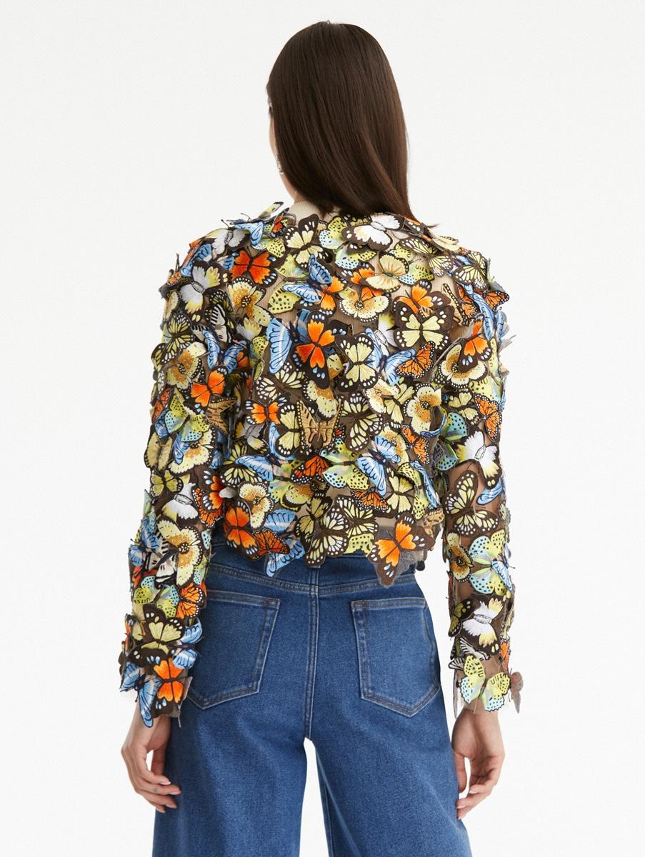 THREADWORK BUTTERFLY EMBROIDERED JACKET - 4