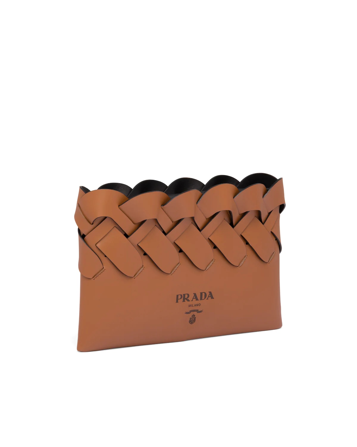 Prada Tress leather clutch with large woven motif - 3