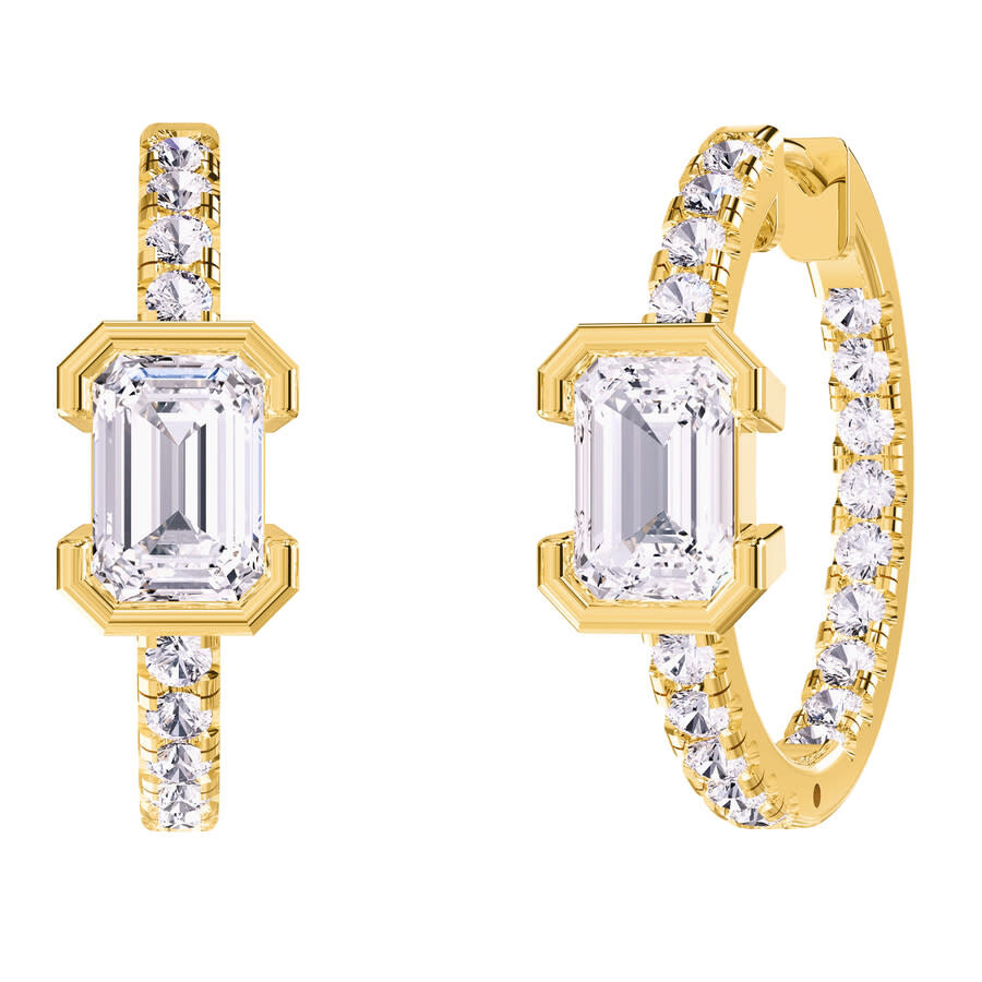 Diamond2Deal - Diamond2Deal 14k Yellow Gold 2.75 Ct Radiant Cut Lab Grown Diamond Hoop Earrings VVS-VS, E-F - 1