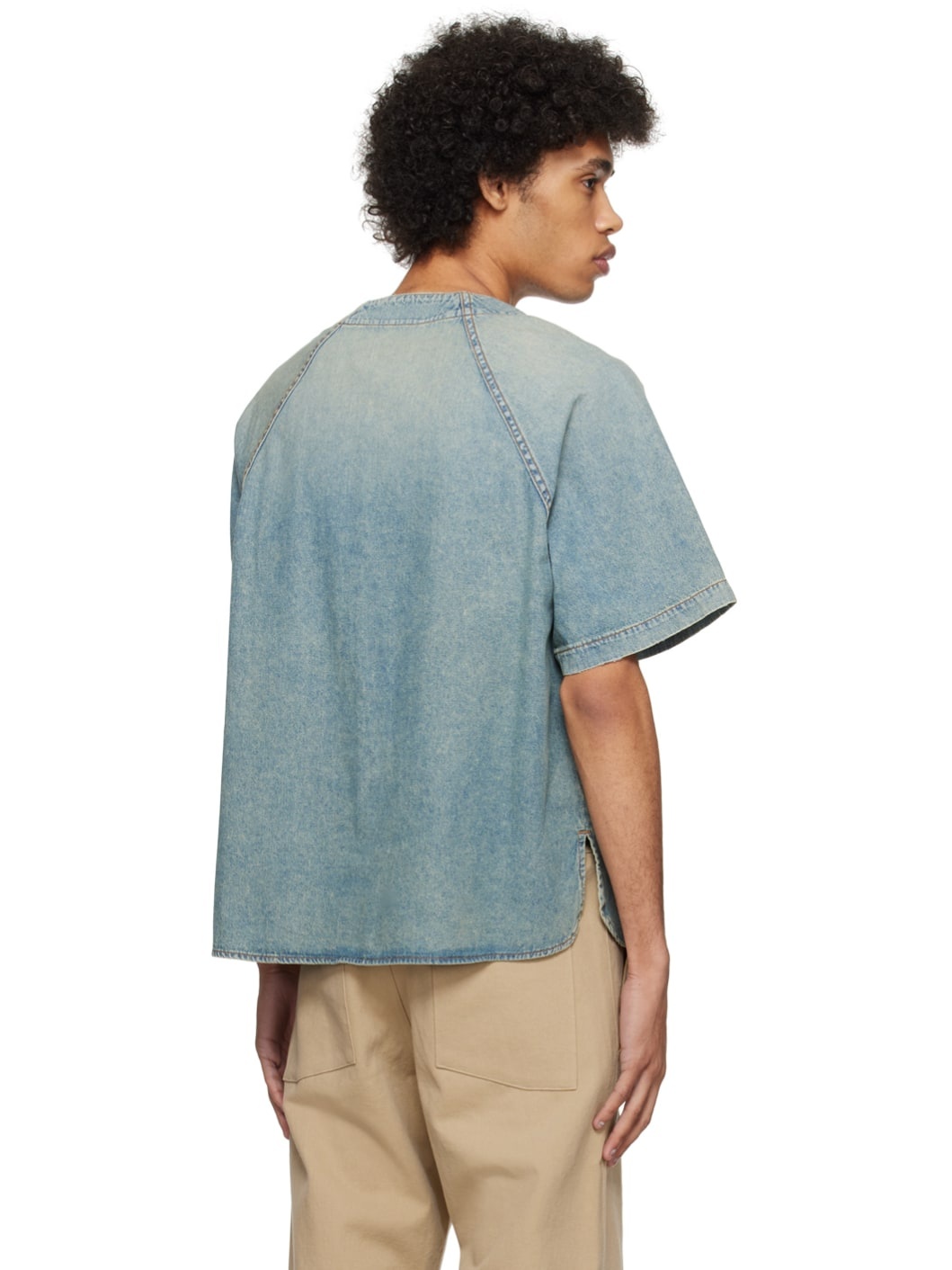 Blue Embroidered Denim Shirt - 3