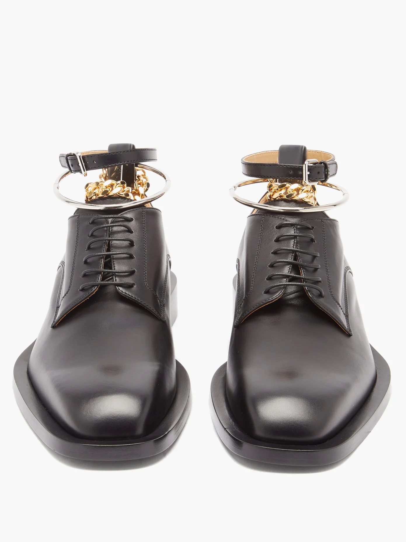 Anklet-chain leather Derby shoes - 5