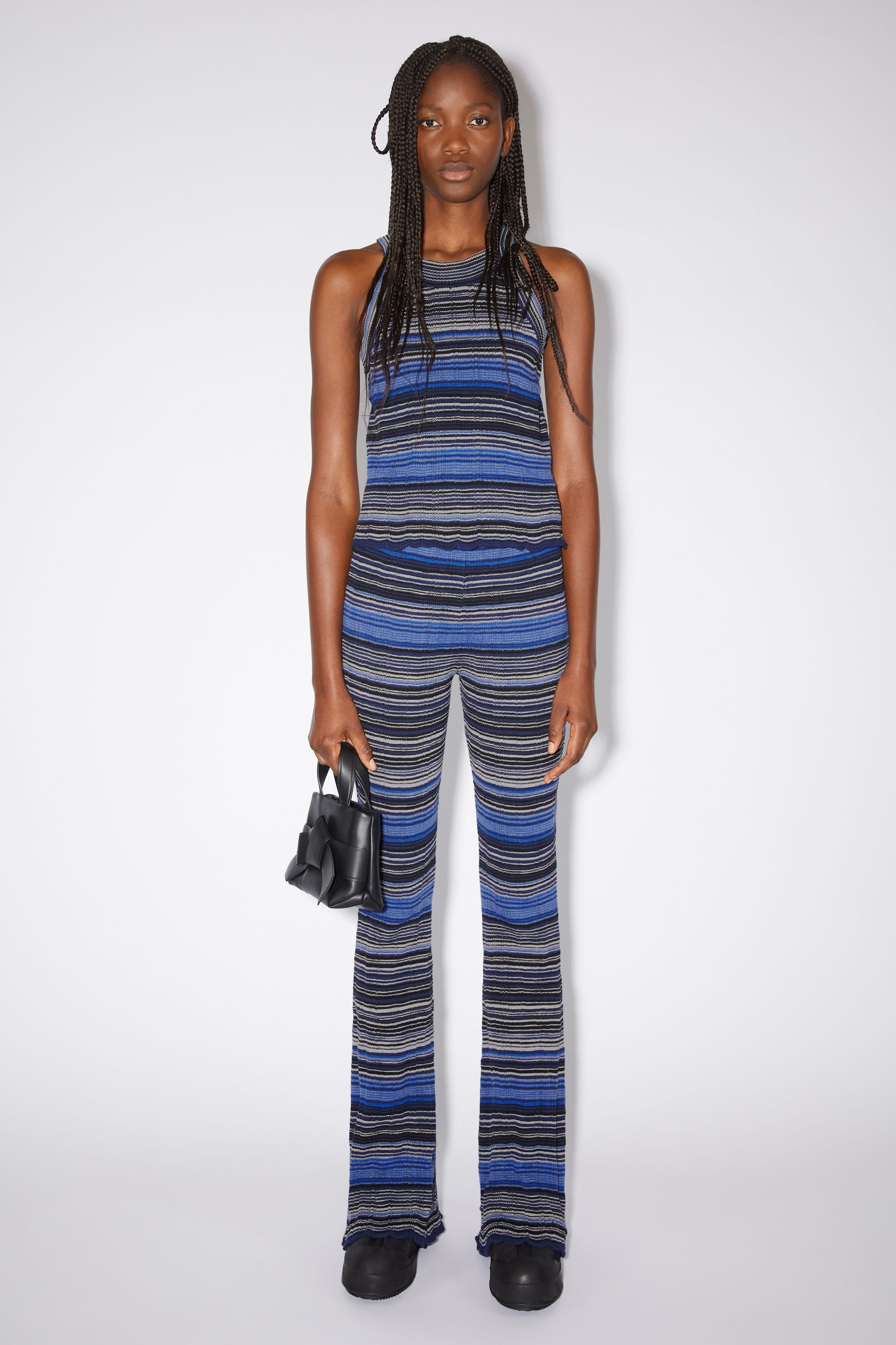 Ribbed flared trousers - Dark blue/multi - 2