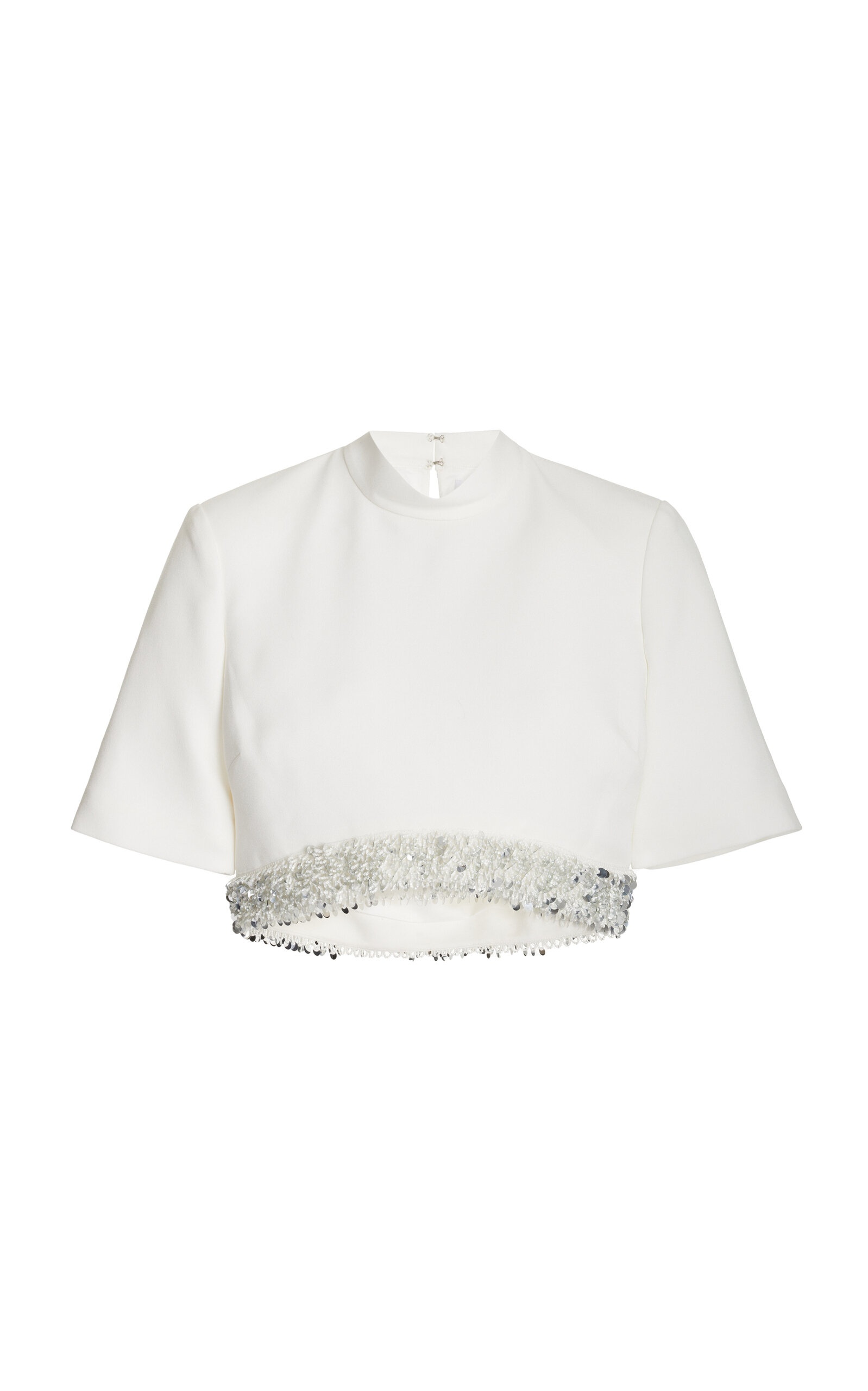 Jalen Embellished Crepe Crop Top white - 1