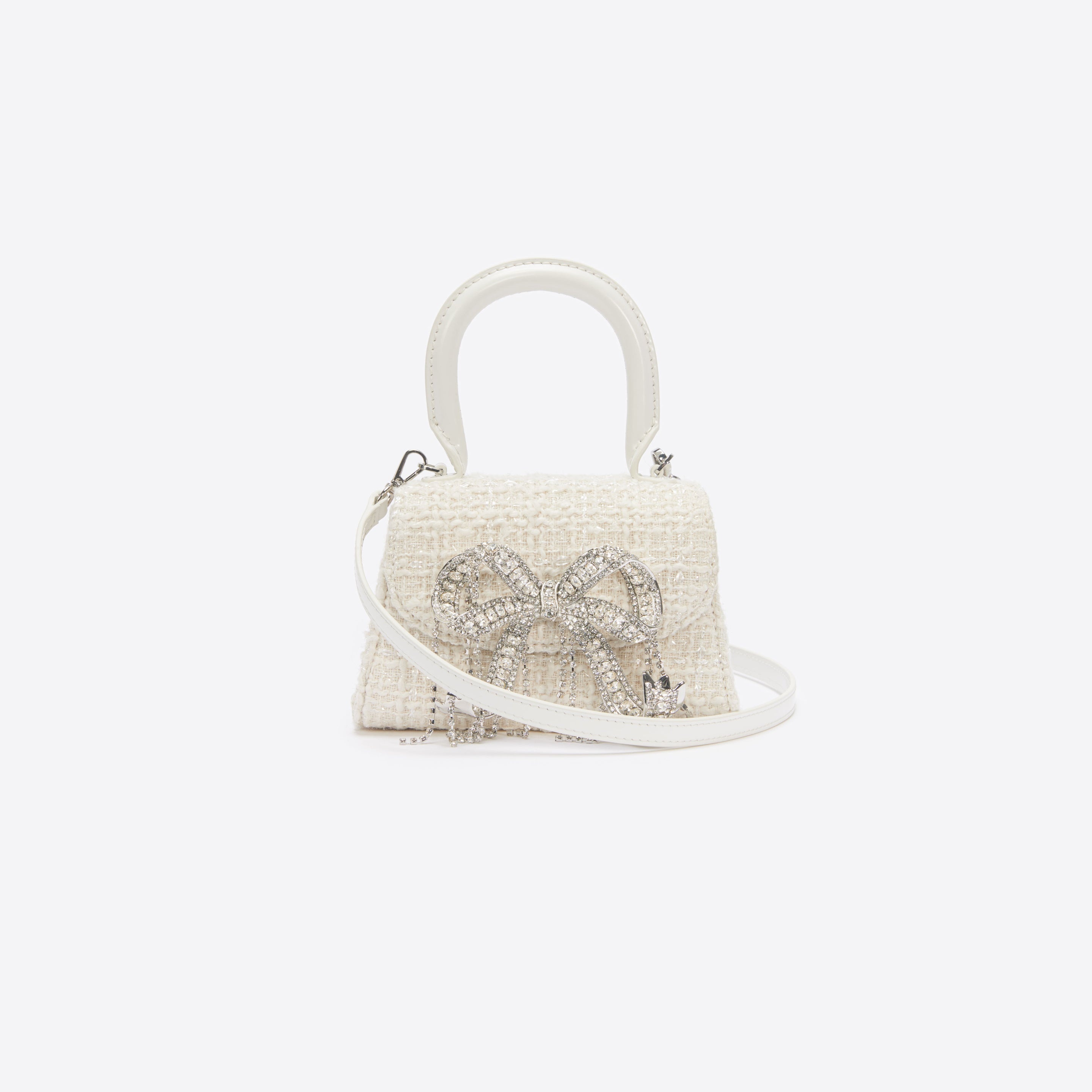 Cream Boucle Micro Bow Bag - 4