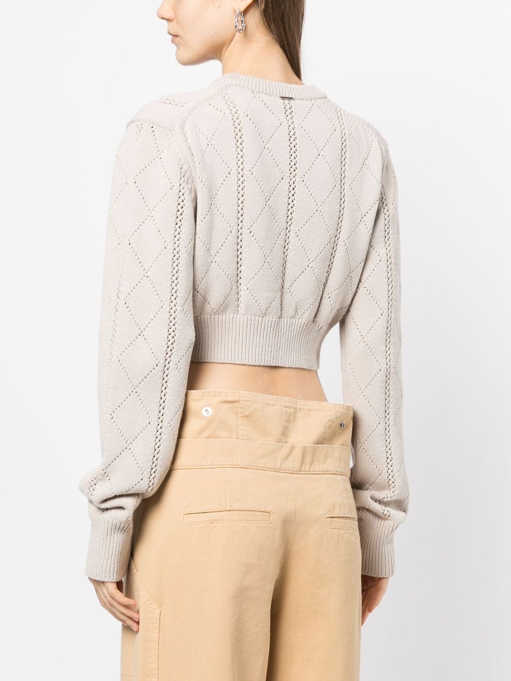 argyle-knit cropped cardigan - 4